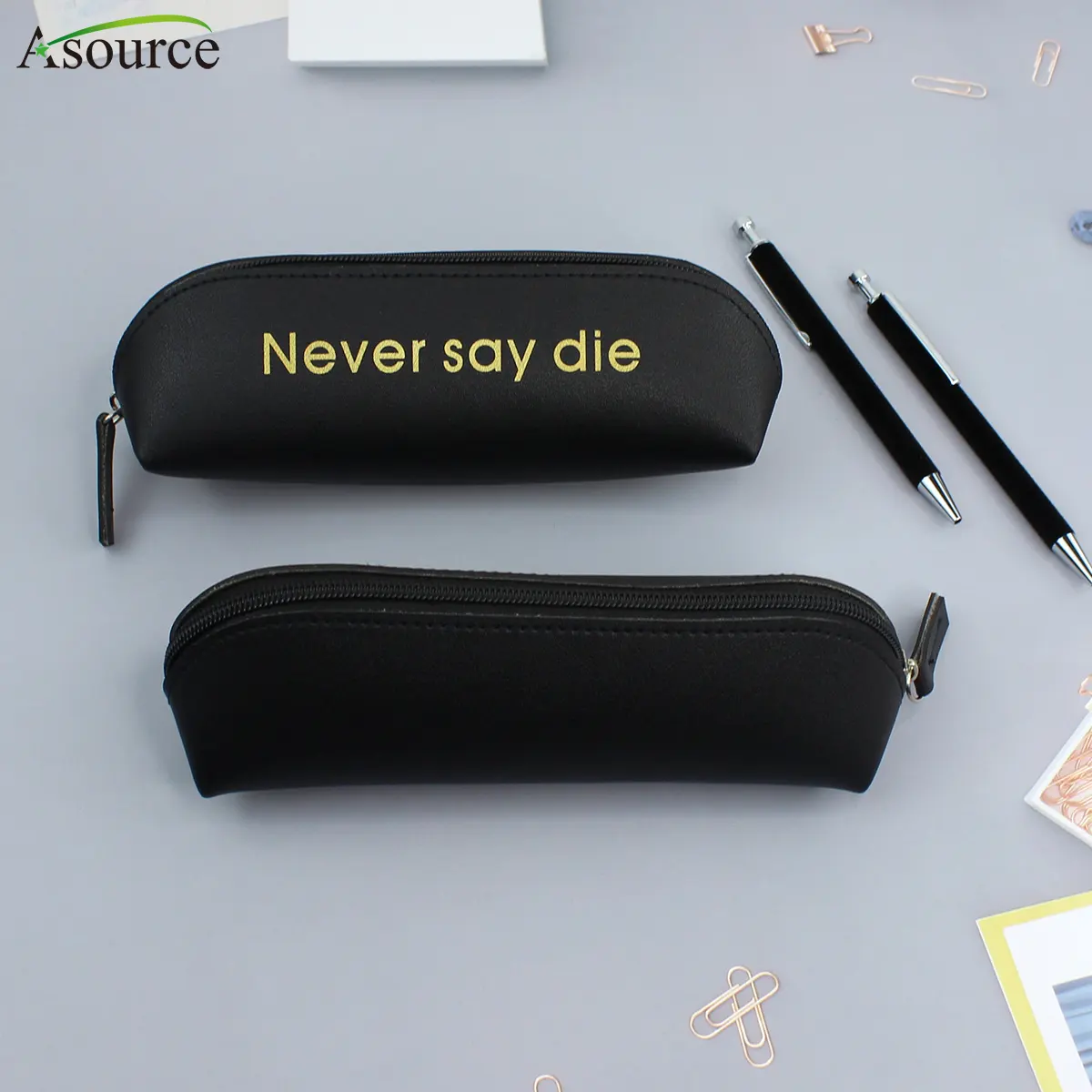 Good Quality PU Leather Pencil Case Custom Pencil Pouch with Logo
