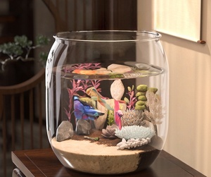 JSD Máy Tính Để Bàn Vòng Glass <span class=keywords><strong>Globe</strong></span> Fish Tank Aquarium Bình Ánh Sáng Oxy Bơm Thực Tế Cho Sử Dụng Hàng Ngày Ngân Sách Thân Thiện Tùy Chọn - Product Image 5