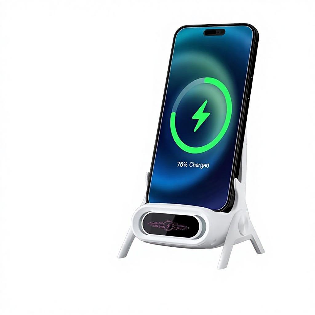 White: wireless charging + magnetic attachment (small chair)