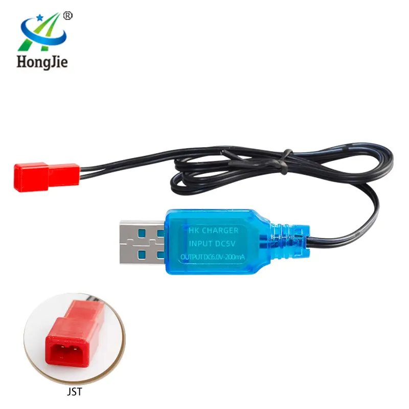 HJ OEM AA 6.0V RC Drone JST Plug NI-CD Battery Charge USB Charger Cable with Protector