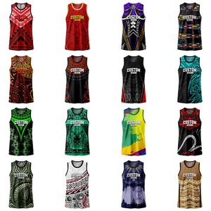 Rompi Basket Sublimasi Custom Motif Polinesia Rasta Bahan Polyester Singlet Maori Jersey Basket Anak Remaja Pakaian Basket - Product Image 5