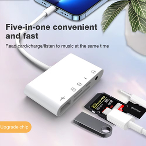 5合1 sd卡读卡器类型C至3.5毫米存储卡读卡器SD/tf卡适配器，带充电端口USB摄像头OTG适配器 - Product Image 3