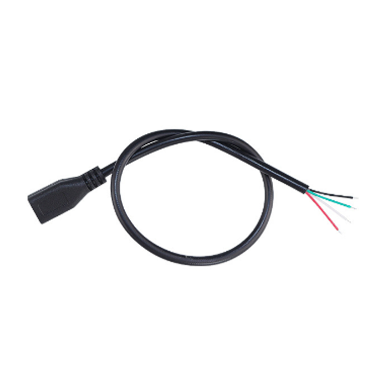 Cargador de datos micro hembra de 4 núcleos Negro