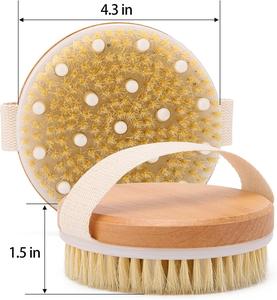Boar Bristle Cellulite Wooden Exfoliating Bath Shower Brush Round Natural Dry Body Scrub Rubbing Brushes with Massage <strong>Nodules</strong>