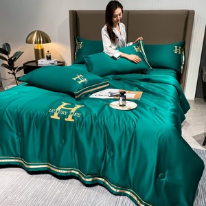 Washed Ice Silk Solid Color Bed Premium Duvet Quilt Comforter Cover 2 Soft Pillow Shams 4-Pieces <strong>Bedding</strong> Set - Product Image 6