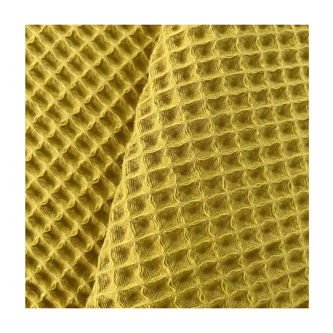 Tela de tejido de waffle 100% algodón, panal Multicolor, color