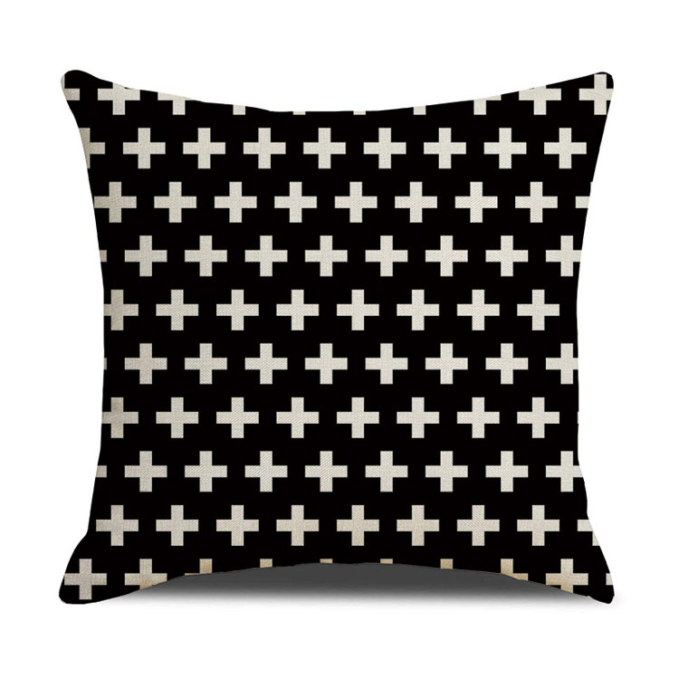 Popular Style Classic Geometric Custom Digital Print Pillowcase Linen Cushion Cover