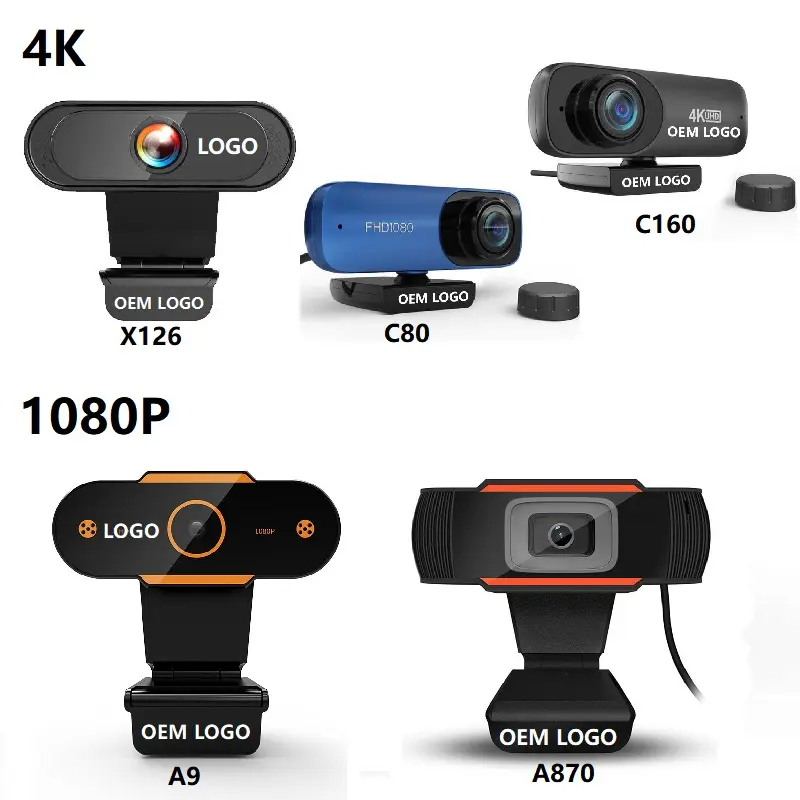 เว็บแคมแบบ Full HD A870 P 720P 4K 2K พร้อมไมโครโฟนสำหรับแล็ปท็อปสตรีมสด1080 30FPS 60FPS 720 1080 Webcamera USB Web Cam