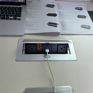 ที่ชาร์จ USB แบบคู่และ5A รางไฟอลูมิเนียม IP44ช่องเสียบบนโต๊ะพร้อมเต้ารับบนโต๊ะเต้าเสียบปลั๊กไฟแบบ US คู่ - Product Image 5