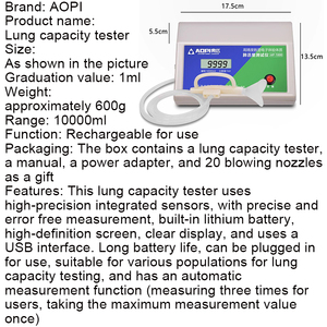 High Definition Screen Spirometer Lung Function Analyzer Tests Equipment Lung Capacity Spirometry Lung Capacity Tester