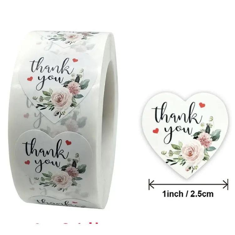 कस्टम थोक धन्यवाद स्टिकर फूल लेबल पैकेजिंग के लिए कस्टम स्टिकर