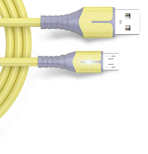 乳白色黄色快速充电硅橡胶Usb C电缆A至C USB充电电缆，带发光二极管灯 - Product Image 4
