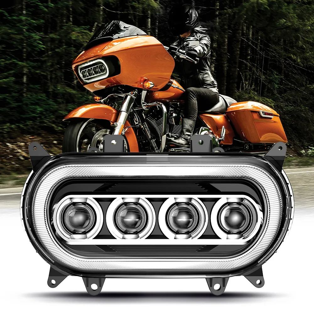 ไฟหน้ารถมอเตอร์ไซด์ LED โปรเจคเตอร์สำหรับ Harley Road Glide ultra Cvo/SE Fltruse 2015-2016