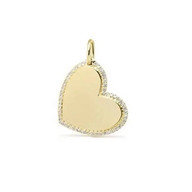 LOZRUNVE-Colgante de corazón personalizado para collar, de Plata de Ley 925, pavé de CZ