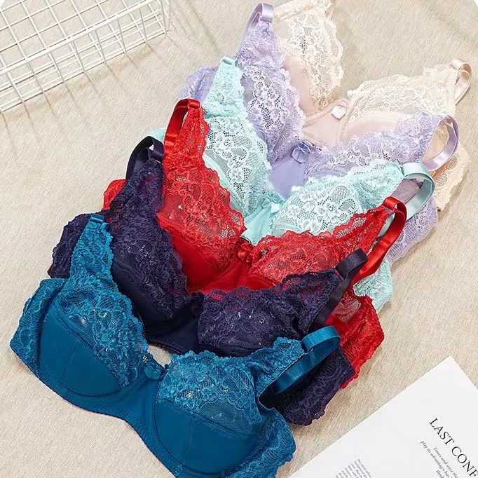 Vendas Diretas Da Fábrica Mulheres Sutiãs Moda Sexy Lace Bra Push Up Plus Size Bralette Thin Cup Underwire