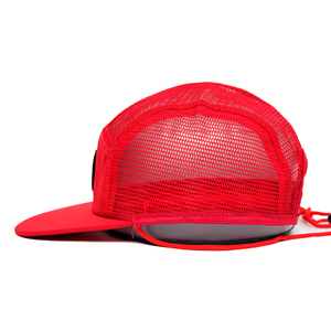 千尊红色网眼跑帽尼龙5面板快干防风拉绳男帽带拉绳 - Product Image 3