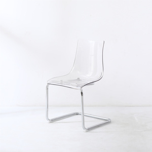 Grosir furnitur rumah Modern klasik Nordik sandaran bingkai logam krom transparan akrilik bening kursi makan - Product Image 4