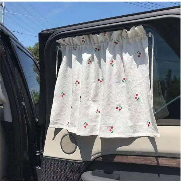 Tirai Mobil Katun Bordir Kerai Musim Panas Tirai Tabir Surya untuk Jendela Belakang
