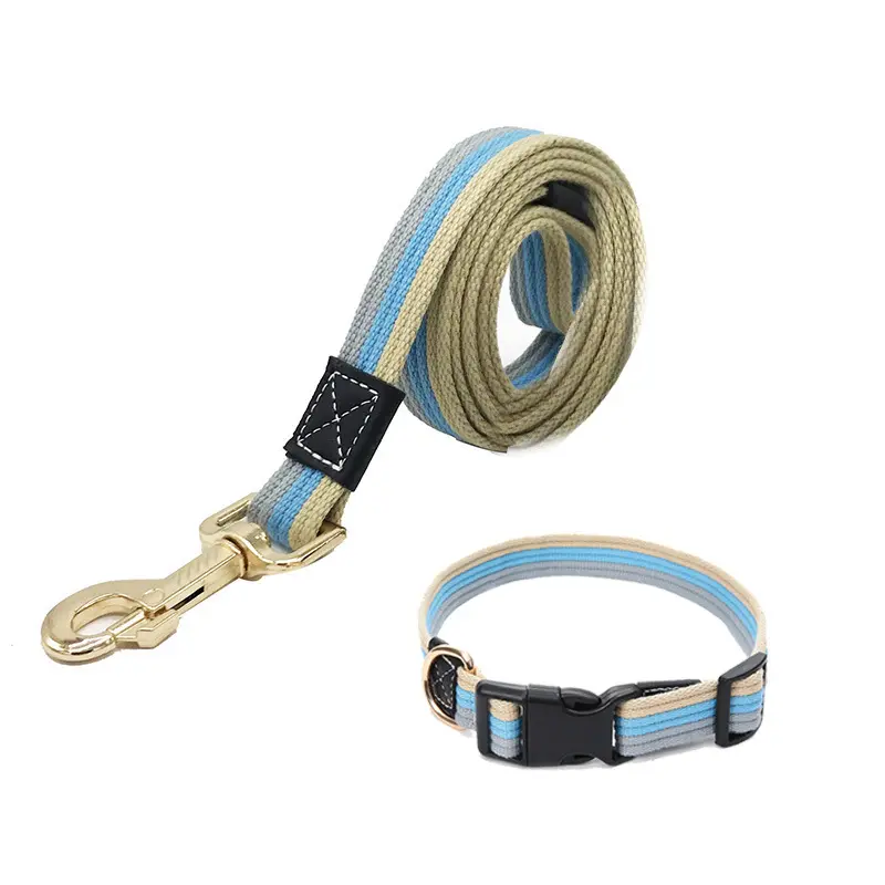 Wholesale Manufacturer  Stripe print Color Nylon Adjustable Pet Dog Leash Collar