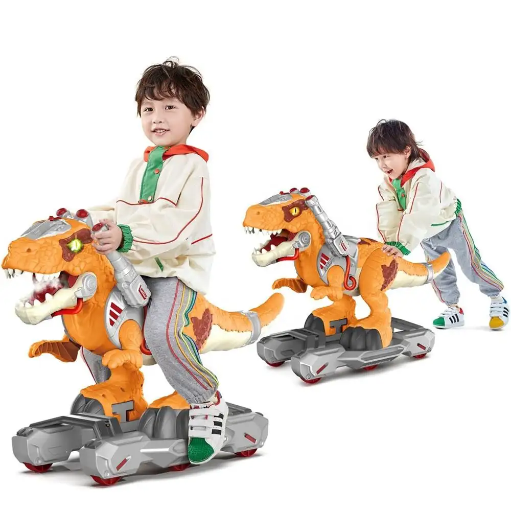 Elektrische Dinosaurier Kinder reiten Schaukel Auto mit leichter Musik Dino Walker Kleinkind Kinder fahren auf Autos Spielzeug Dinosaurier großen Wagen Spielzeug