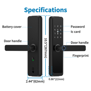Anahtarsız giriş akıllı kilit için ön kapılar wifi parmak izi dijital şifre kapı kilitleri tuya app ile elektrikli kolu - Product Image 5