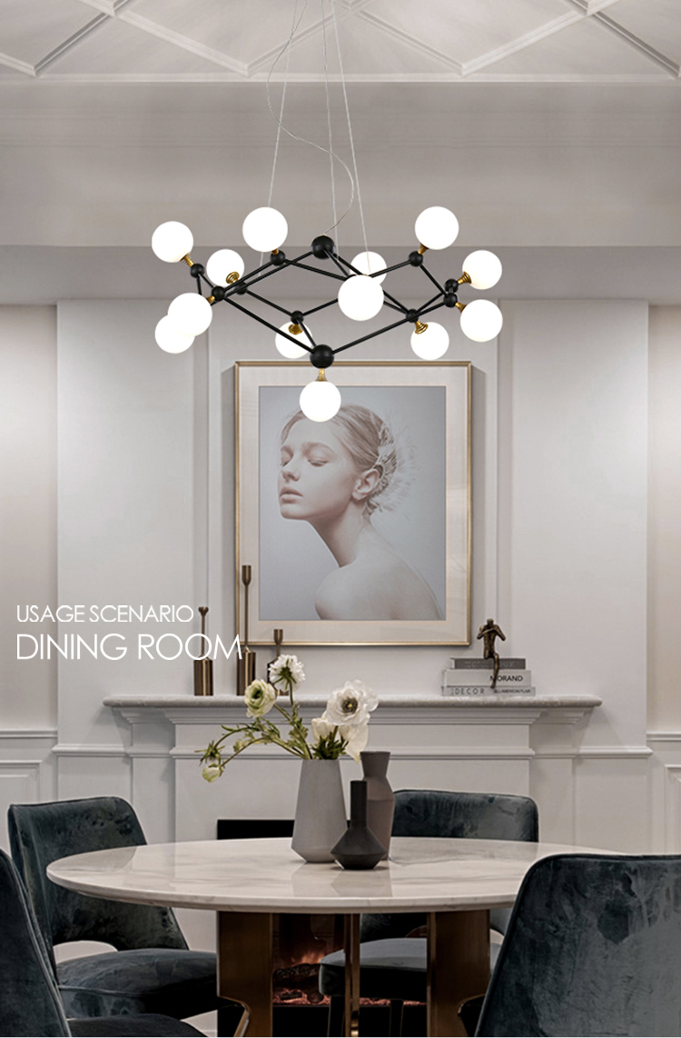 Modern Nordic Decorative Magic bean glass ball chandelier light ceiling pendant lamp for bedroom