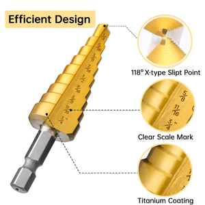 <strong>1</strong>/<strong>4</strong>&quot; Hex Shank HSS Titanium Coated Cone <strong>Hole</strong> Cutter Bit with Automatic Center Punch for Drilling Plate Aluminum Met