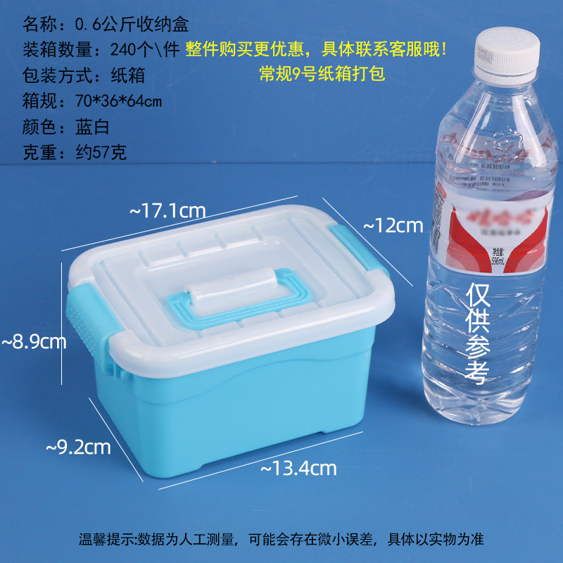 0.6 kg storage box with blue background