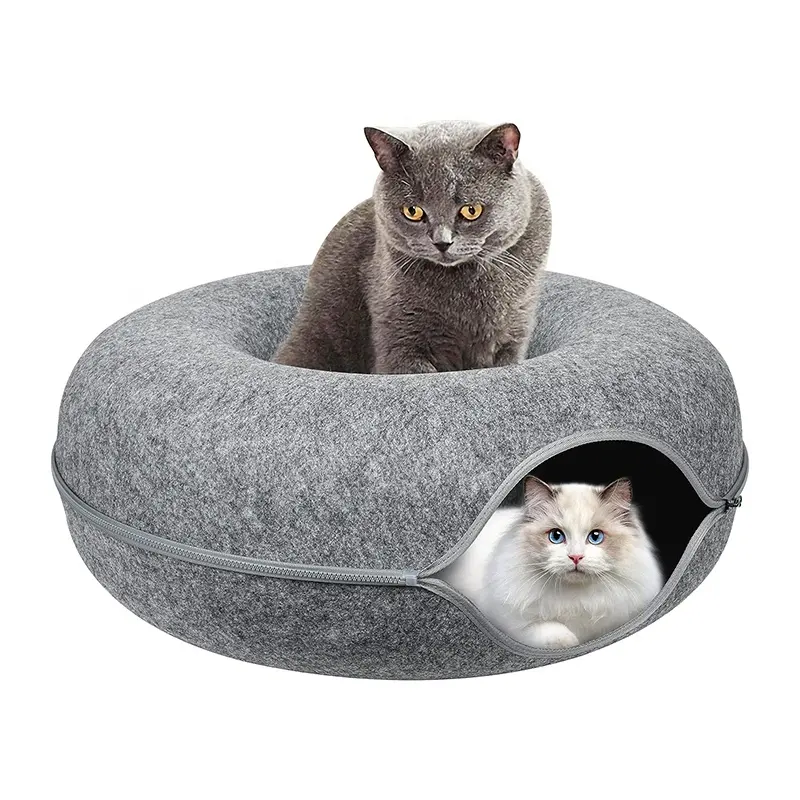 Индивидуальный цвет логотип двухсторонний съемный кошачий туннель кровать устойчивый к царапинам пончик кошка кровать
