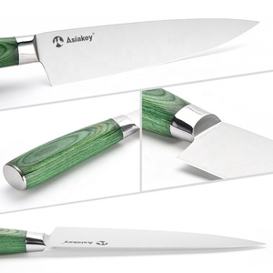 Asiakey ชุดมีดด้ามไม้ pakka สีเขียว7ชิ้นพร้อมที่วางบล็อกมีดแม่เหล็ก - Product Image 5