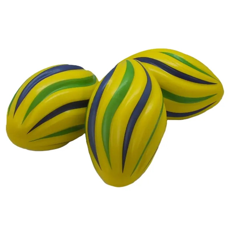 Fábrica por atacado PU espuma Futebol Americano anti stress squeeze brinquedos esportes bola para crianças Spiral redemoinho Futebol