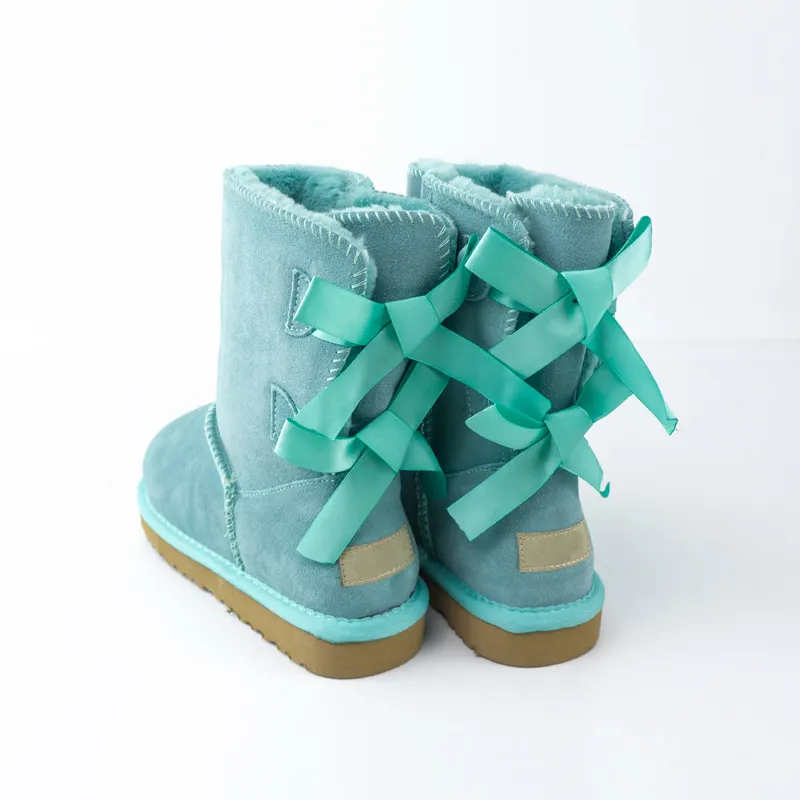 Botas de nieve para niña y mujer, zapatos coloridos de piel sintética para invierno, venta al por mayor