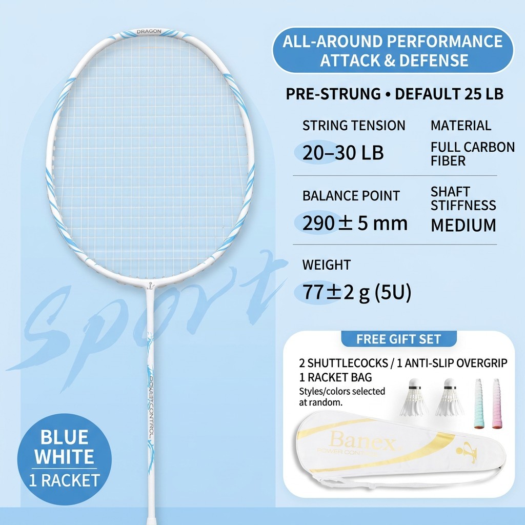 Bleu et blanc, tout carbone, 5u, set de battements, colle à main
