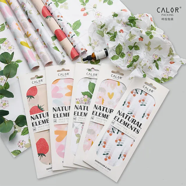 CALOR 딸기 패턴 꽃 포장지 귀여운 17g 휴지 포장 꽃 종이