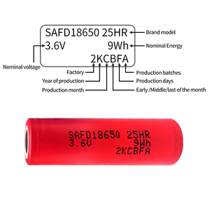 סוללה נטענת 18650 25r 2500mah 25a 3a <span class=keywords><strong>6v</strong></span> סוללת ניקוז גבוהה עבור אור לפיד