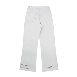撕开白色牛仔裤男士宽松a字裤修身高脚裤潮流高品质牛仔裤 - Product Image 2