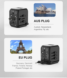 带插座的全球通用旅行转换插头国际旅行适配器，Usb C型充电器电气6A插头插座 - Product Image 3