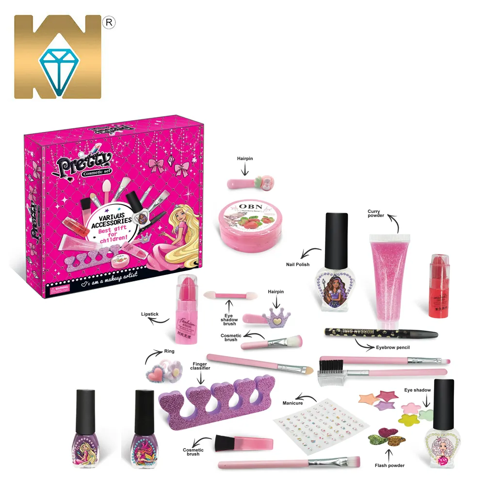 KUNYANG FAI DA TE Make Up Set Per Bambini Cosmetici di Bellezza Giocattolo Con Lo Smalto di Chiodo E di Spazzola di Trucco