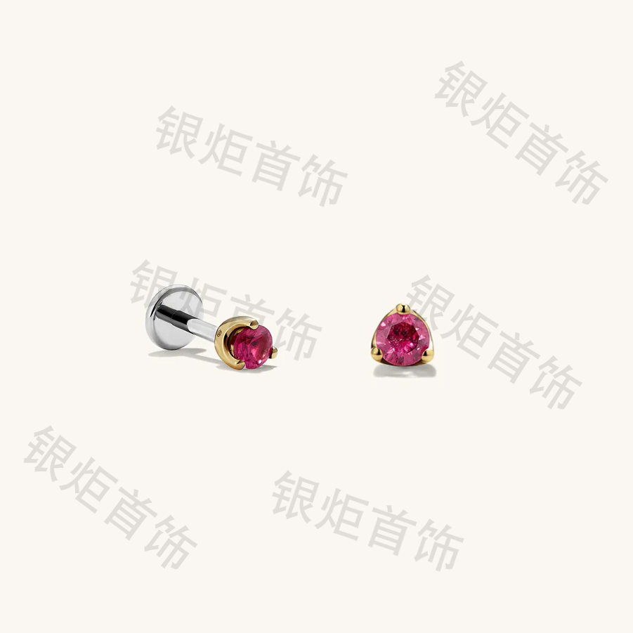 18k gold + white gold ruby July