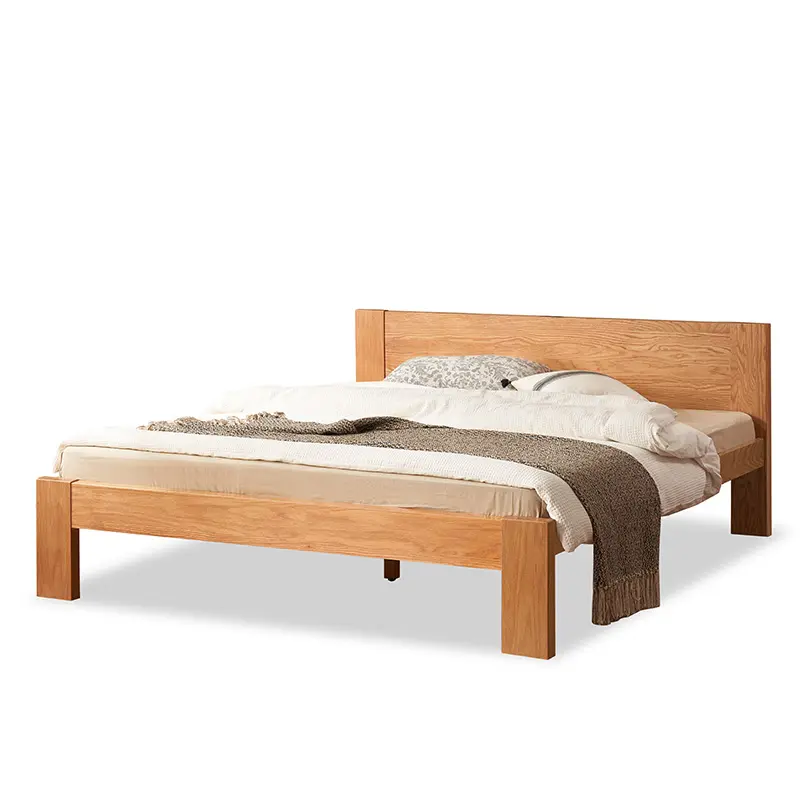 A3011北欧スタイル無垢オーク材ベッドルーム家具オールサイズベッドフレーム寝室セット木製ベッド