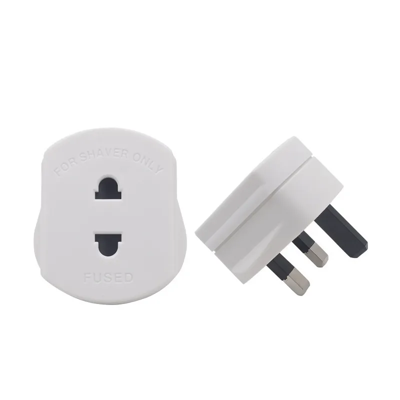 Adaptador de fusível bs1363 1a 250v, adaptador de plugue para barbeador/escova de dentes branco, reino unido, 2 pinos a 3 pinos 1a