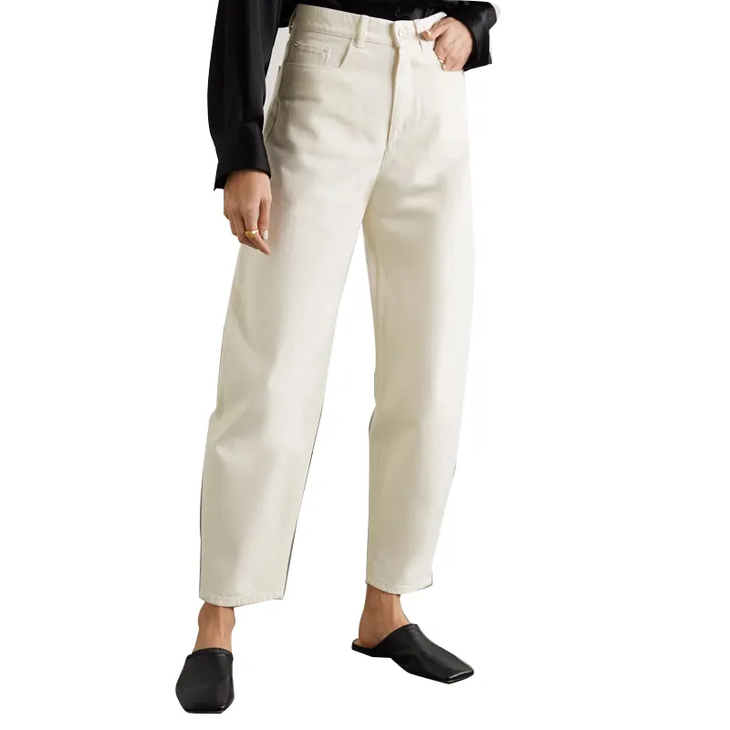 Pantalones vaqueros de cintura alta para mujer, Vaqueros pequeños con fondo personalizado, liso