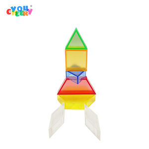 Montessori Math Toys 2024 Translucent Colored Plastic Geometric <strong>Pattern</strong> <strong>Blocks</strong> Stacked <strong>Building</strong> <strong>Blocks</strong> - Product Image 4