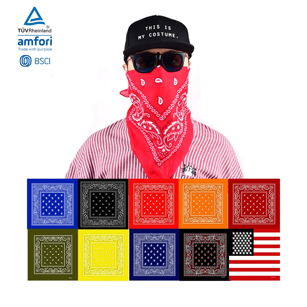 Hohe Qualität Günstige Angepasst Einfarbig Leere Paisley 100% Baumwolle Polyester Plain Schal Bandana