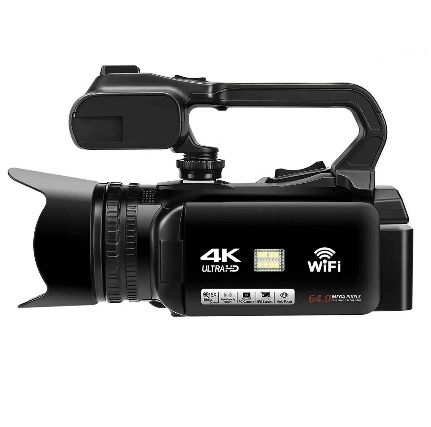 HD WIFI 4K Videokamera 64MP Camcorder 18X Digital zoom für YouTube Live Streaming Vlogging