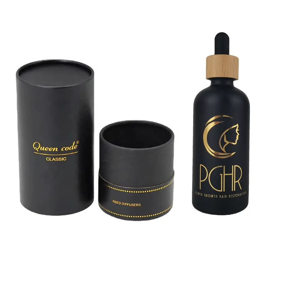 Luxe Cosmetica Etherische Olie Parfum Papieren Buis Ronde Verpakking Custom Logo