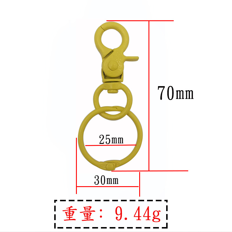 GTQ70C2370x30mm Yellow Round Hook Book Ring Alloy