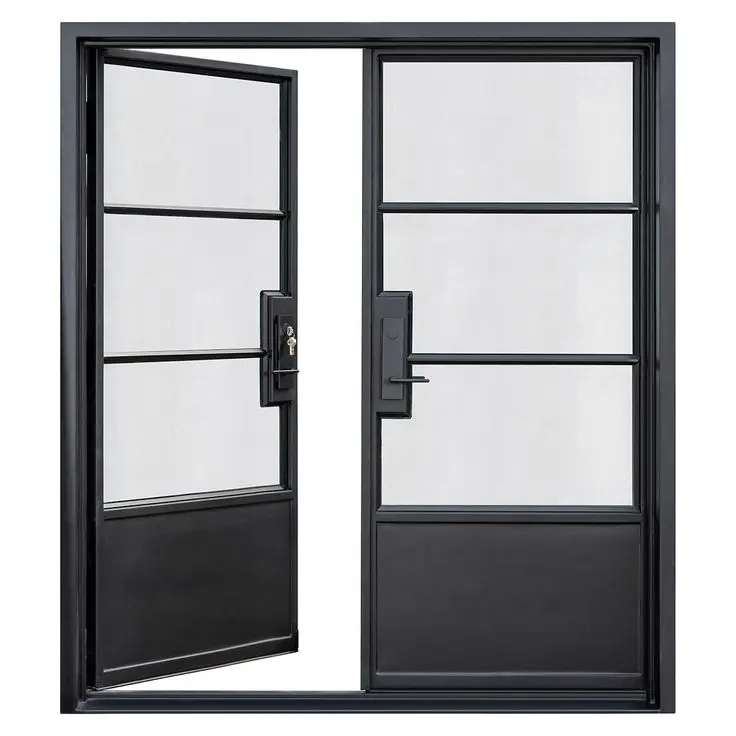 EUA Standard Iron Glass Windows E Doors Preço Exterior Double Iron French Doors