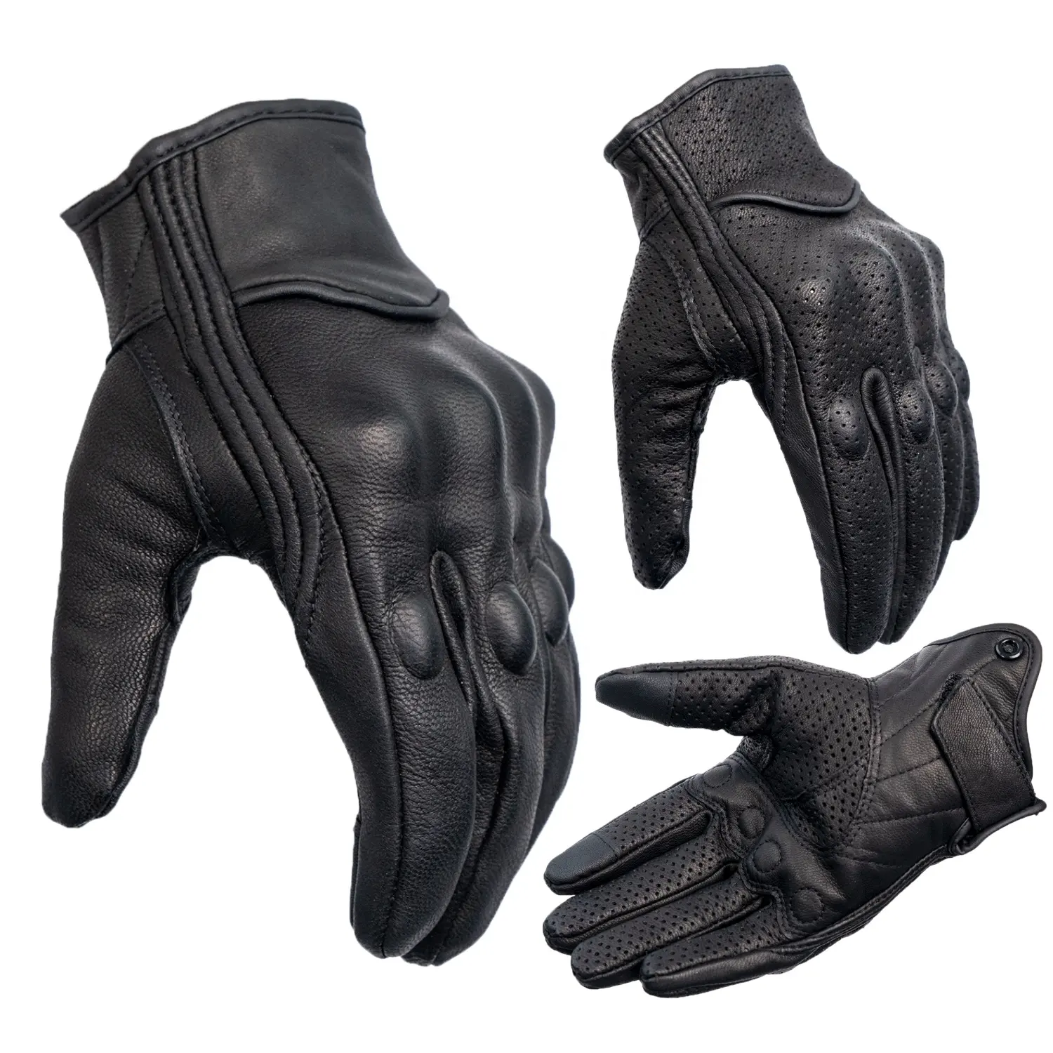 Luvas de couro para motocicletas, proteção de tela sensível ao toque para motociclismo, couro de carneiro genuíno personalizado para esportes ao ar livre e motocross