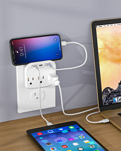 批发1至3路电源插座、壁挂式电涌保护器、带2个USB + C型端口的壁挂式电源插座